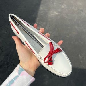 Bass Loafers, 7.5; brand new; red and white
